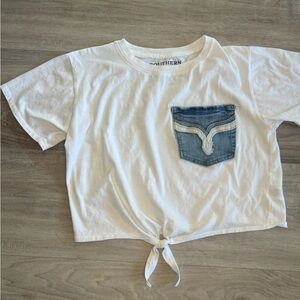 White Kids Tee with Denim Accent